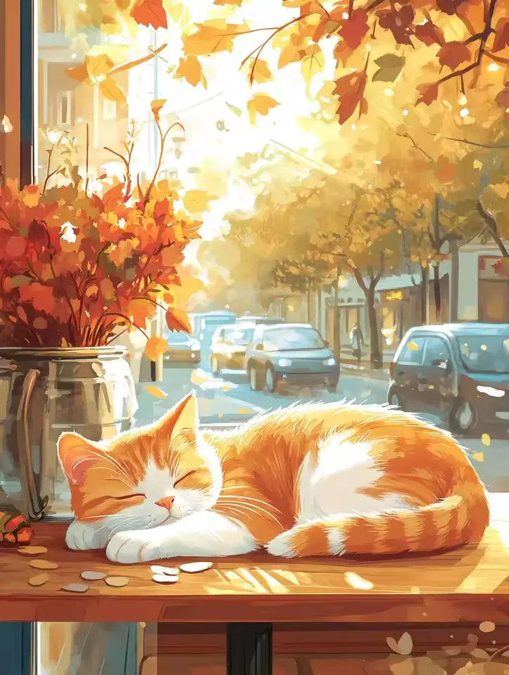 Chat roux endormi