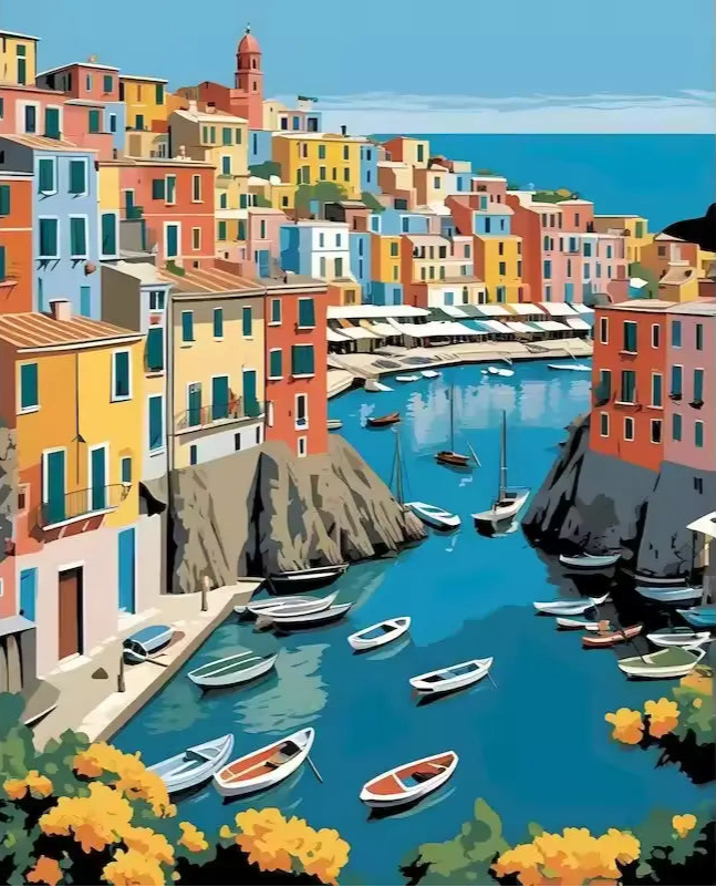 Porticciolo dei Colori - Italie - Peinture par numéros