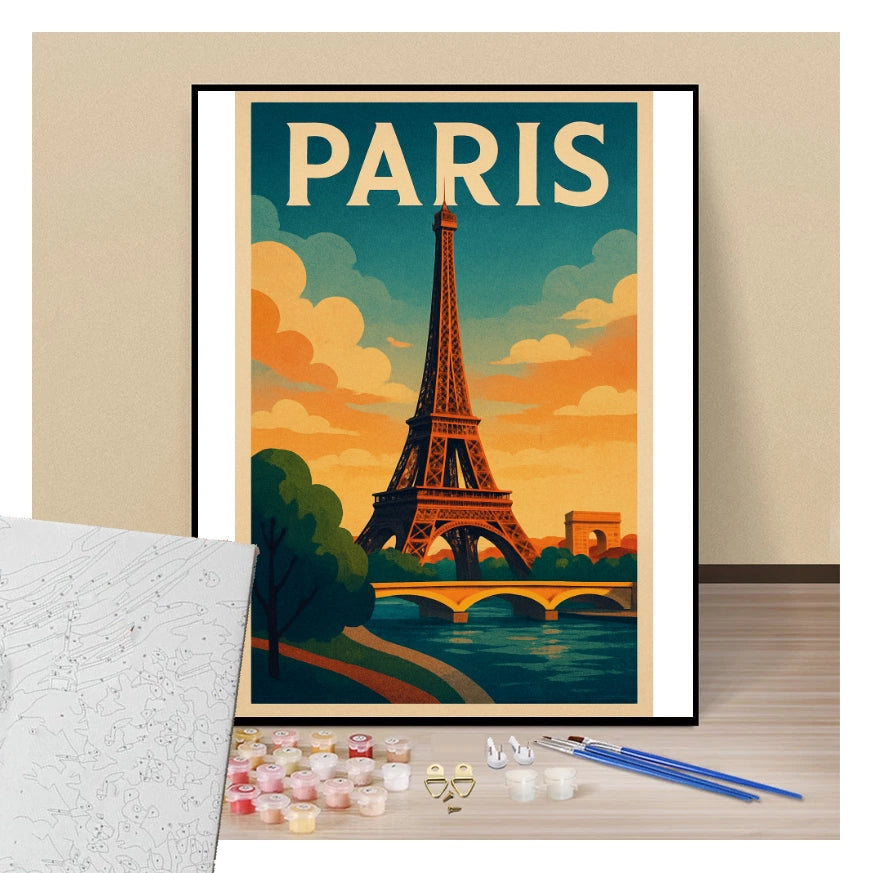 Peinture par numéros affiche Paris présentation du contenu