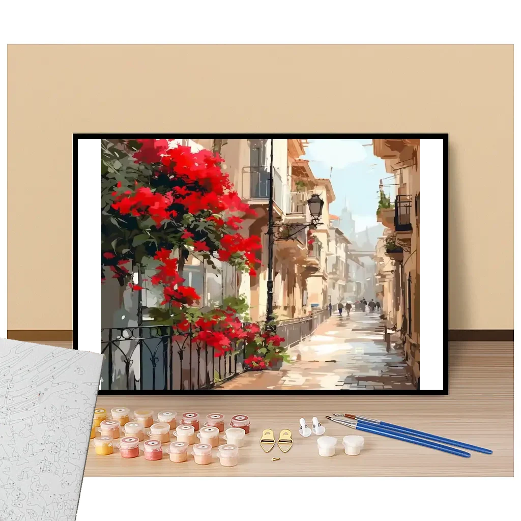 Ruelle aux fleurs rouges