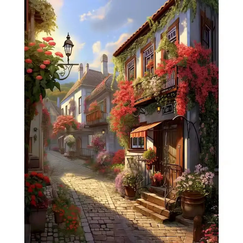Ruelle fleurie et ensoleillée
