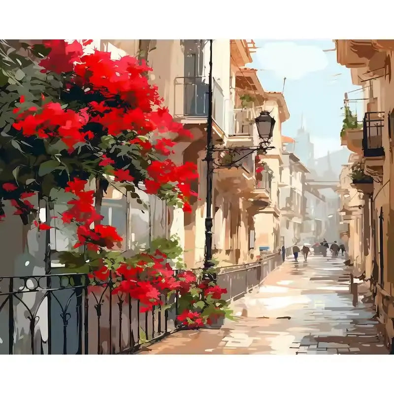 Ruelle aux fleurs rouges