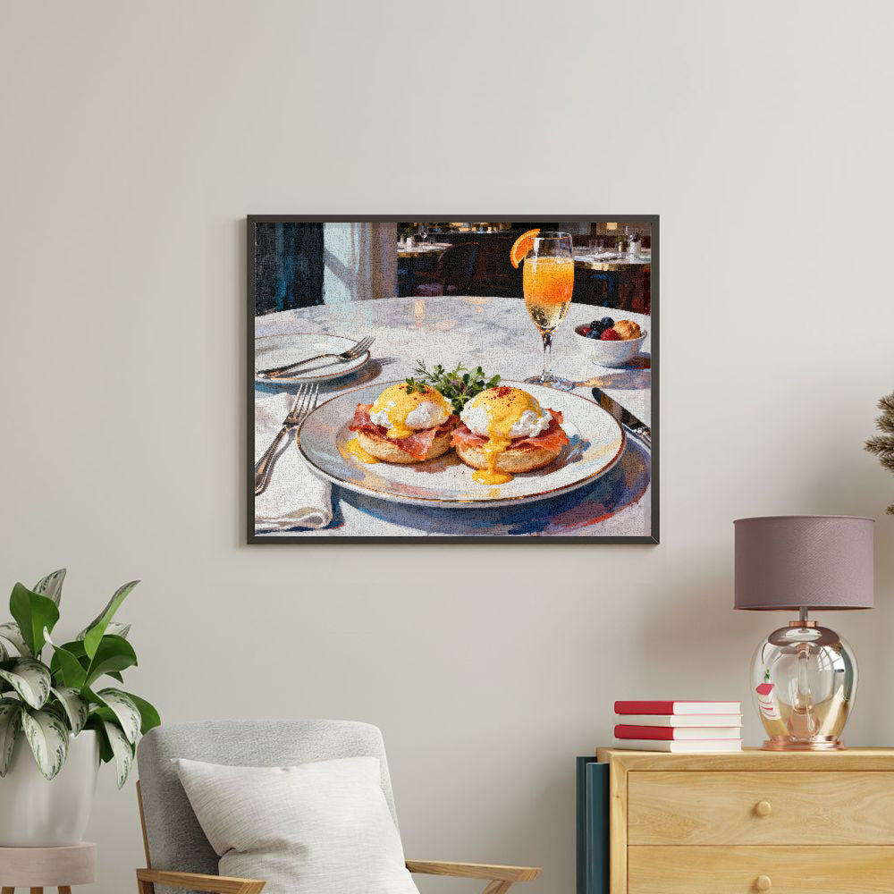 Peinture par numéros brunch avec oeufs Bénédicte - Tableau mural