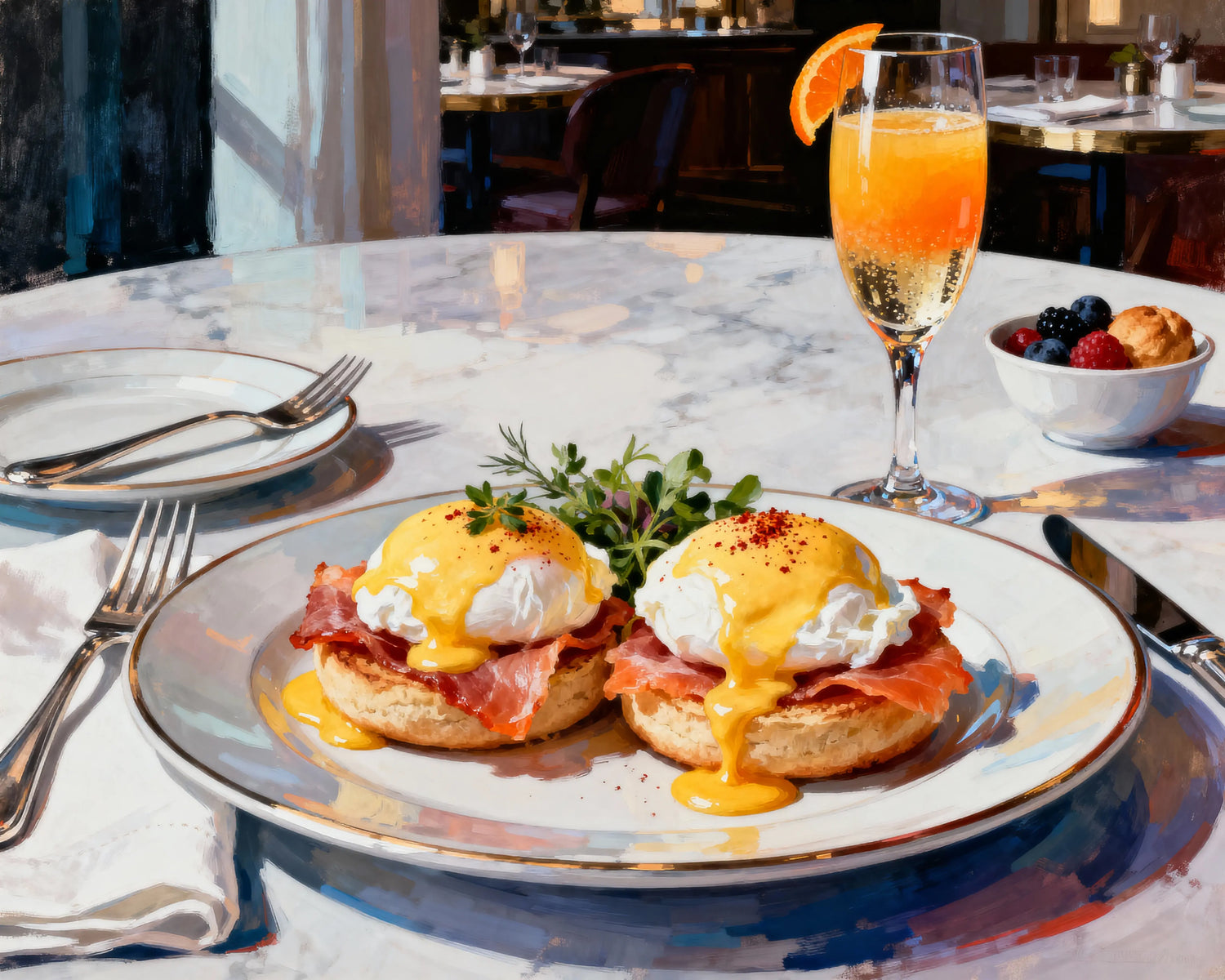 Peinture par numéros brunch aux oeufs Bénédicte