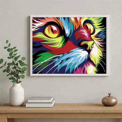 peinture par numéros Chat pop Art tableau mural vidéo gif