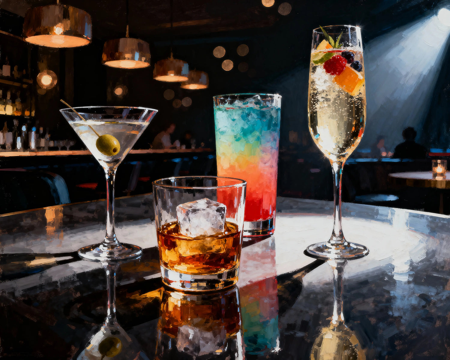 Peinture par numéros cocktail au bar lounge