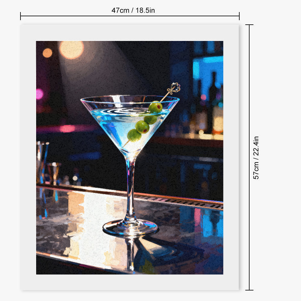 Peinture par numéros cocktail martini dans un bar lounge - Dimensions