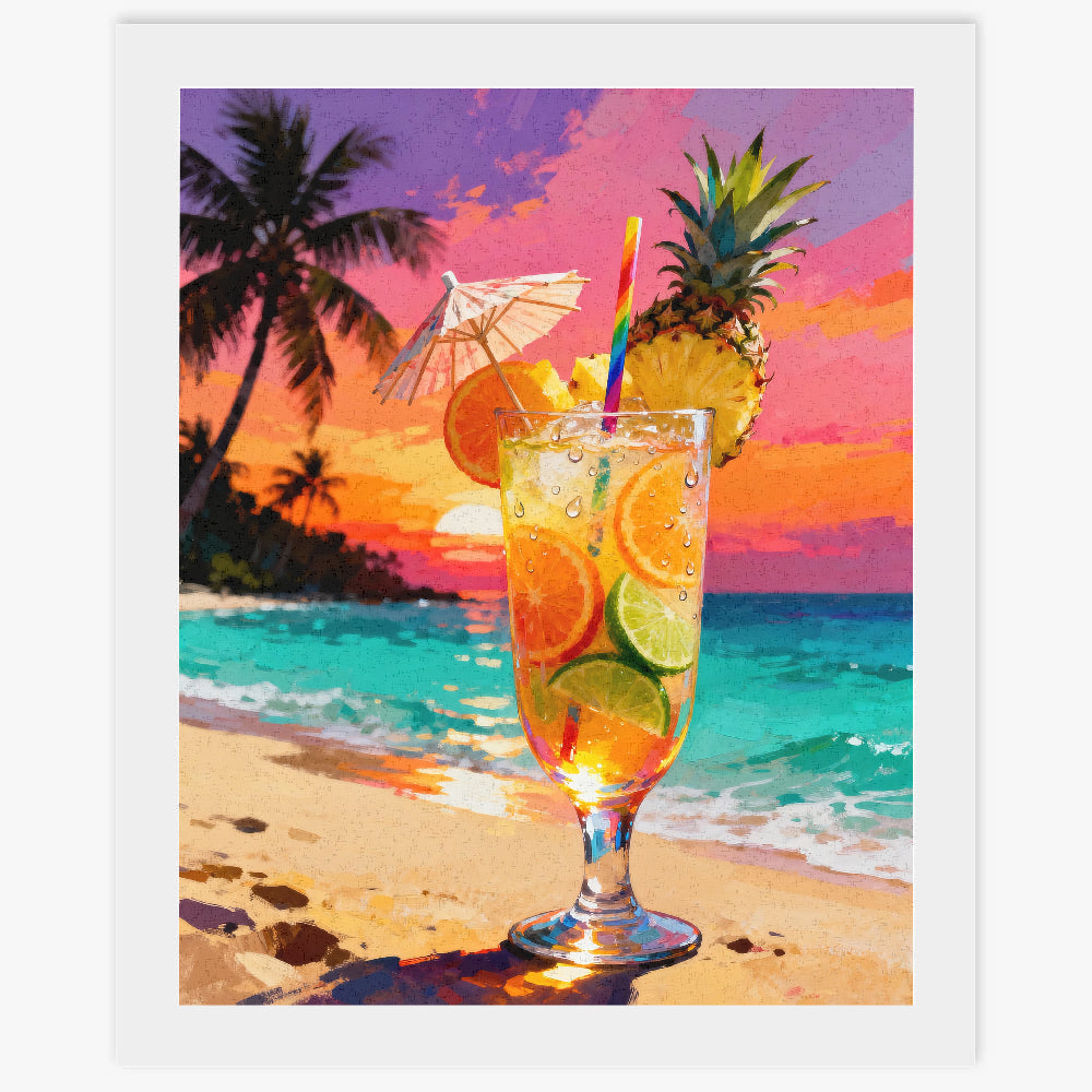 Peinture par numéros cocktail tropical sur la plage - Tableau