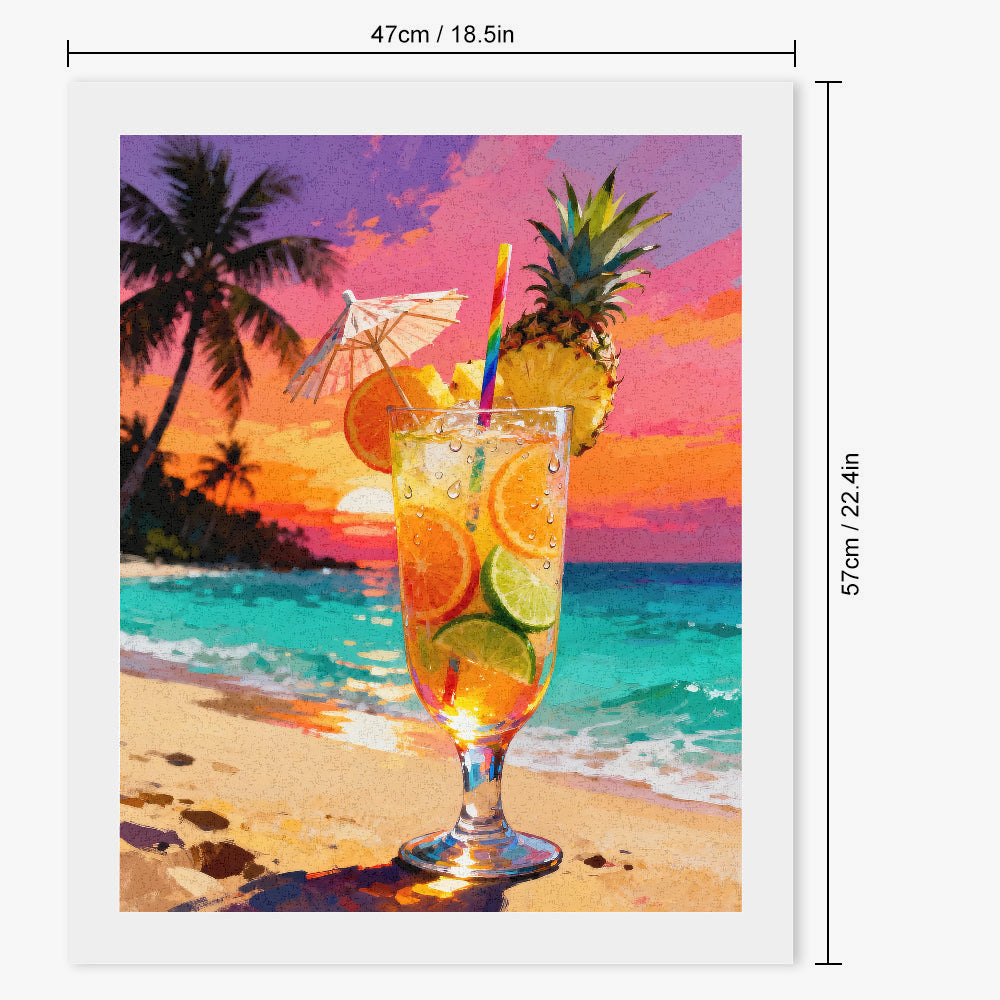 Peinture par numéros cocktail tropical sur la plage - Dimensions