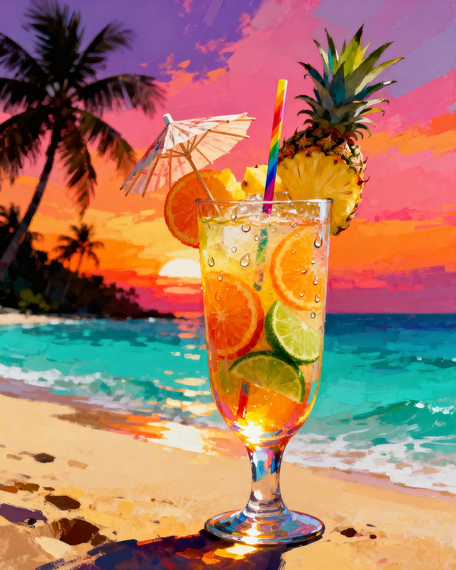 Peinture par numéros cocktail tropical sur la plage