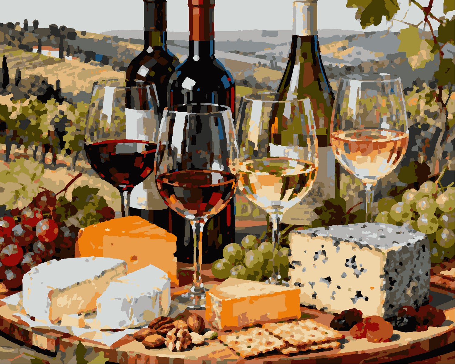 Peinture par numéros dégustation de vins et de fromages 24 couleurs
