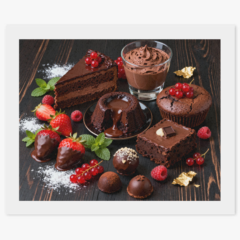 Peinture par numéros desserts au chocolat et fruits rouges - Tableau
