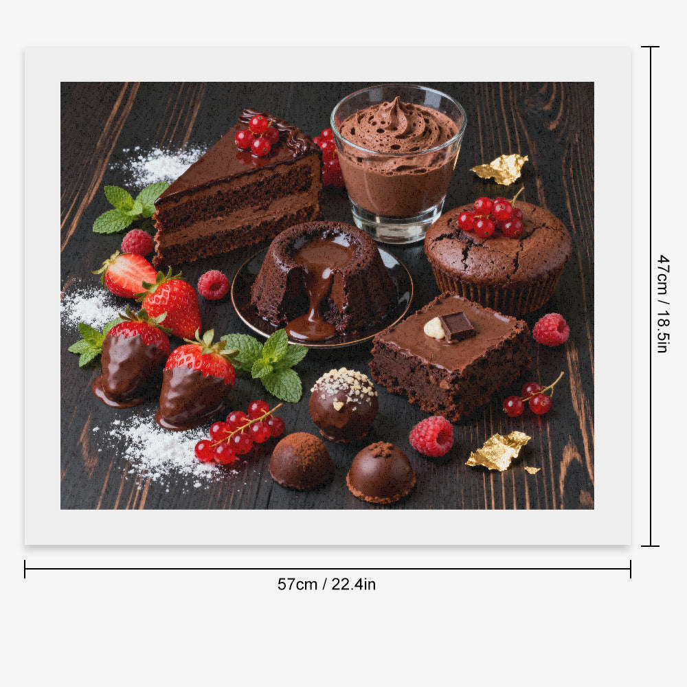Peinture par numéros desserts au chocolat et fruits rouges - Dimensions