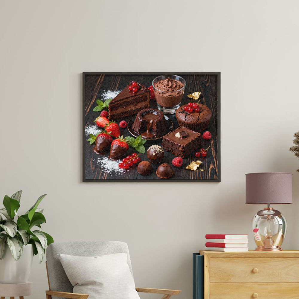 Peinture par numéros desserts au chocolat et fruits rouges - Tableau mural