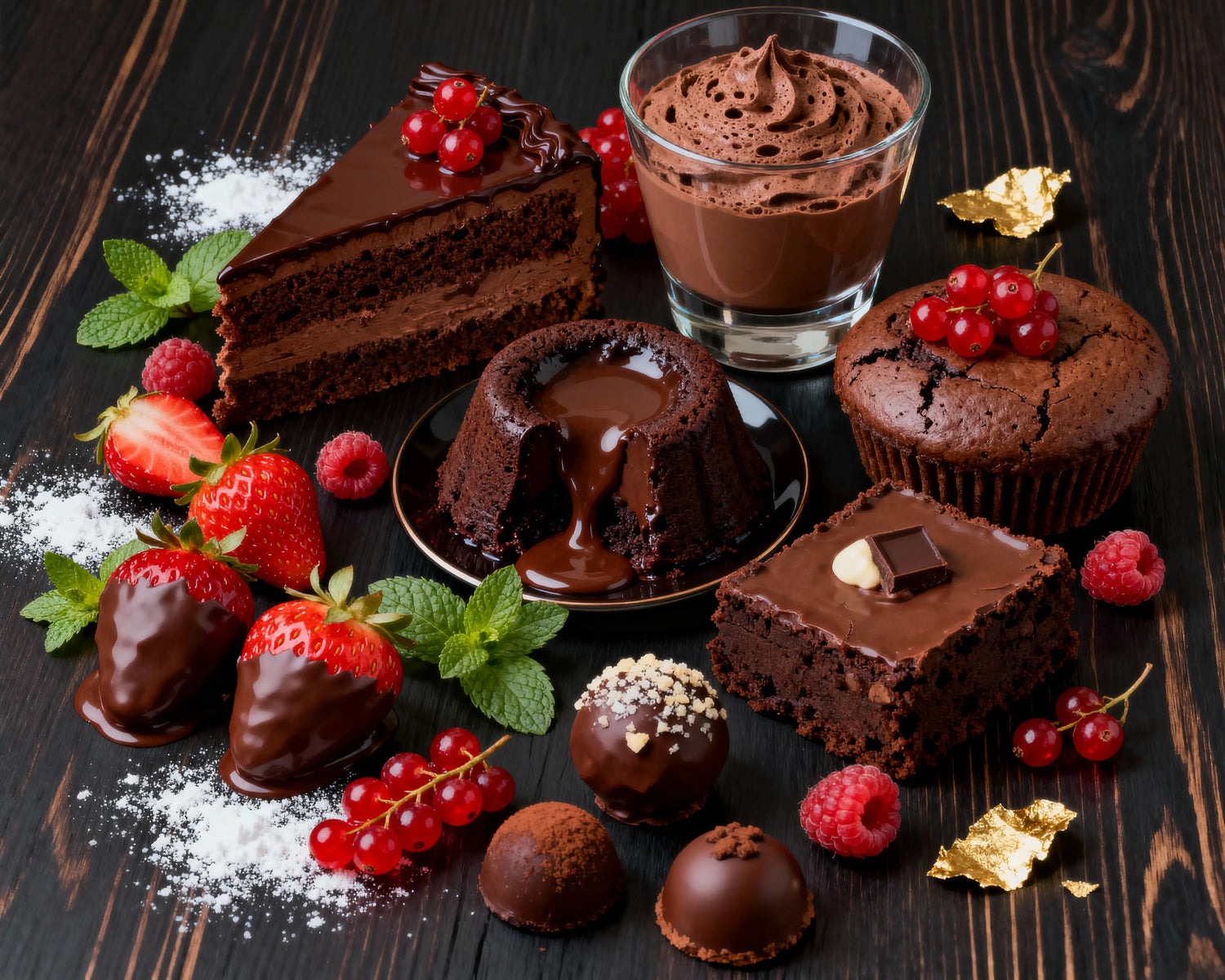 Peinture par numéros desserts au chocolat et fruits rouges