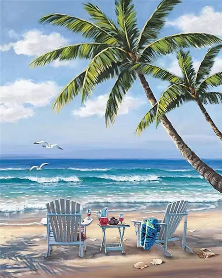 Duo de transats sur une plage tropicale