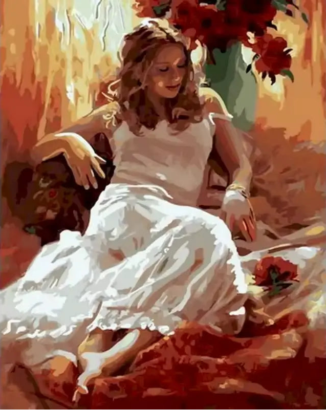 Femme en robe blanche
