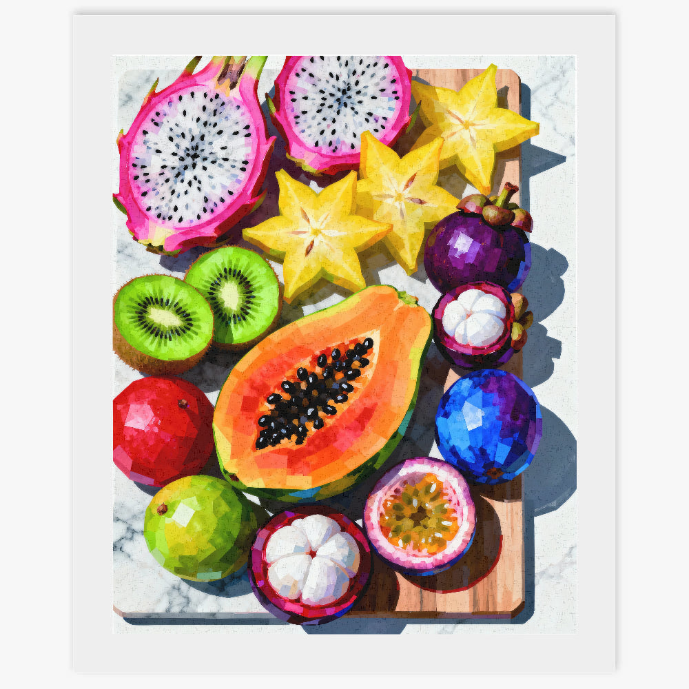 Peinture par numéros fruits exotiques coupés en deux - Tableau