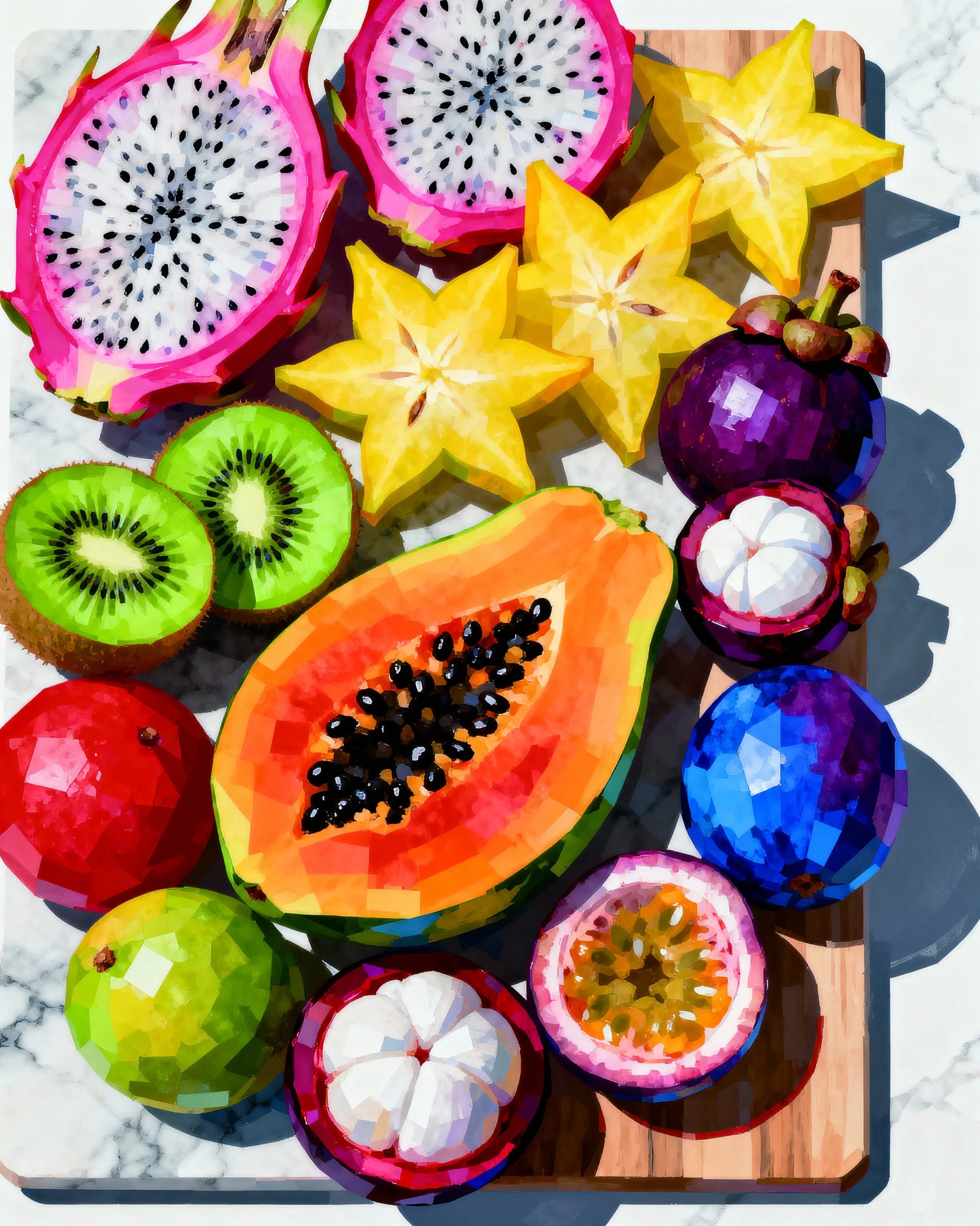 Peinture par numéros fruits exotiques coupés et en tranches