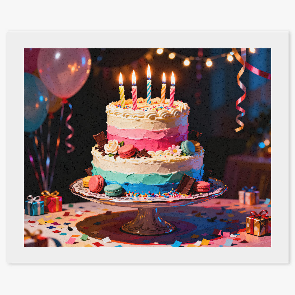 Peinture par numéros gateau d'anniversaire festif - Tableau
