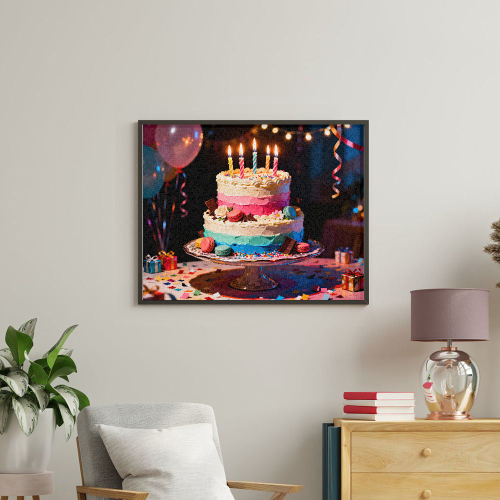Peinture par numéros gateau d'anniversaire festif - tableau mural