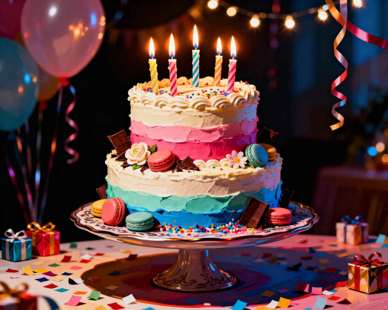 Peinture par numéros gateau d'anniversaire festif