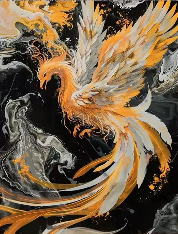 Peinture par numéros phénix doré - oeuvre d'art fantastique