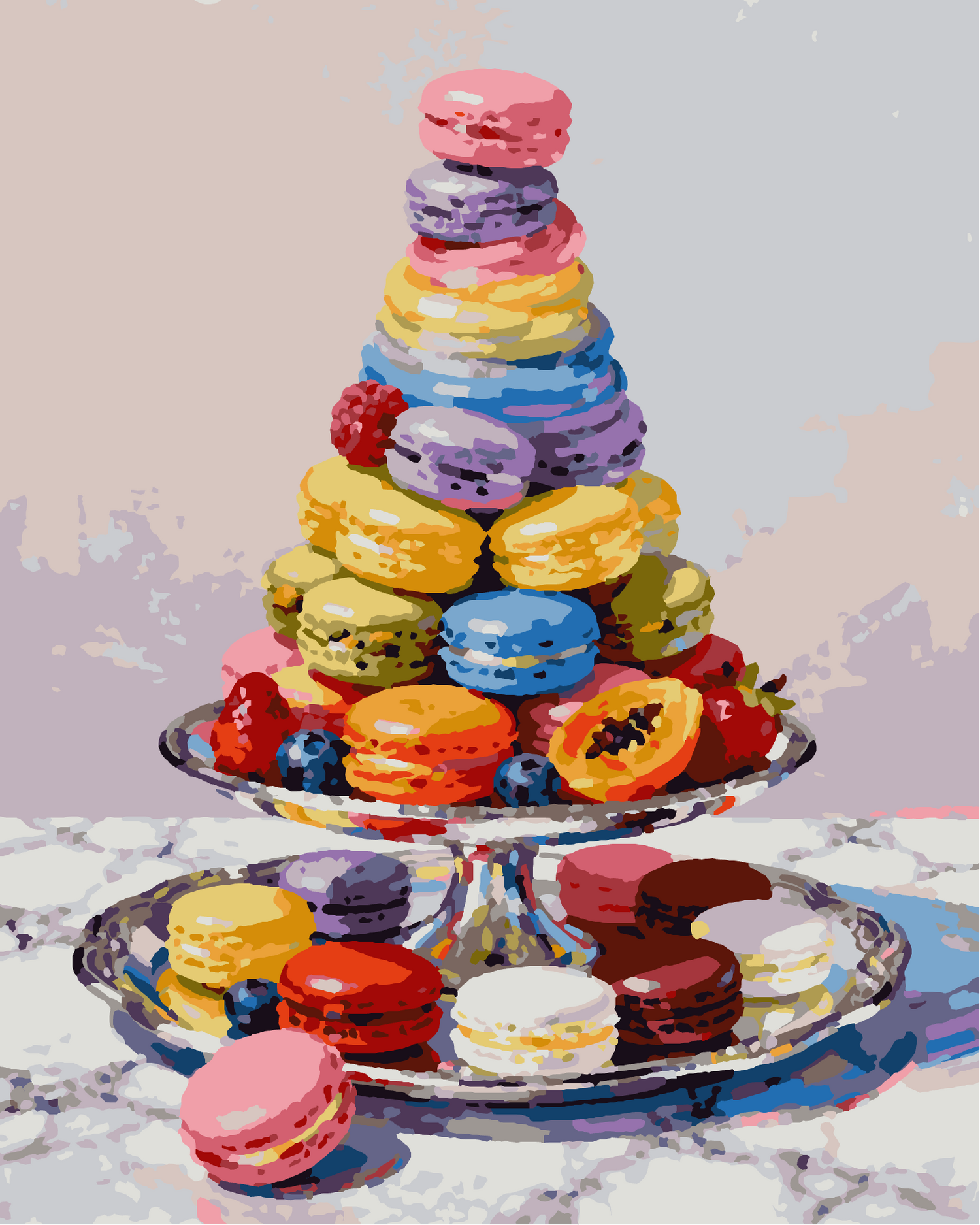 Peinture par numéros pyramide de macarons colorés 24 couleurs