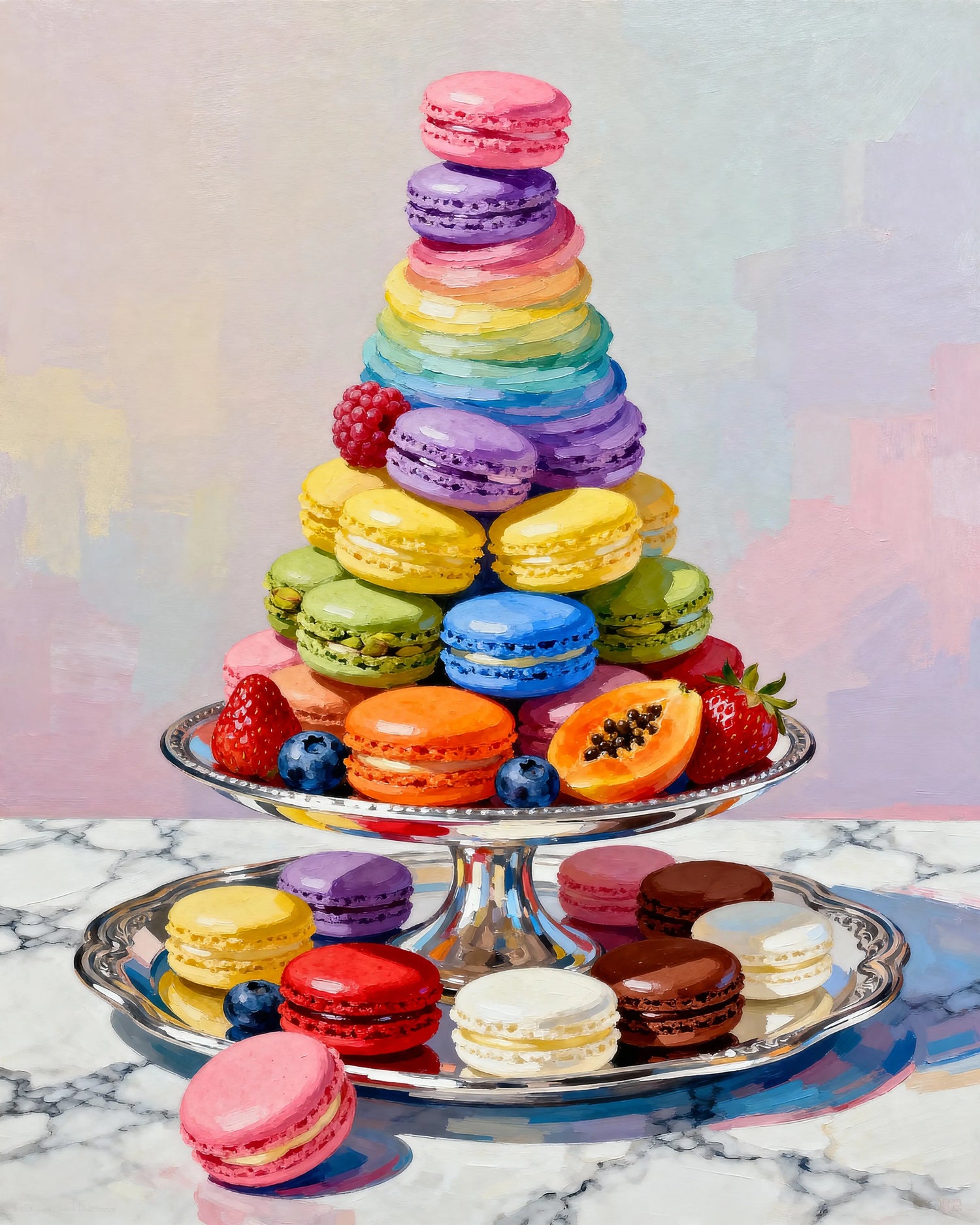 Peinture par numéros pyramide de macarons colorés