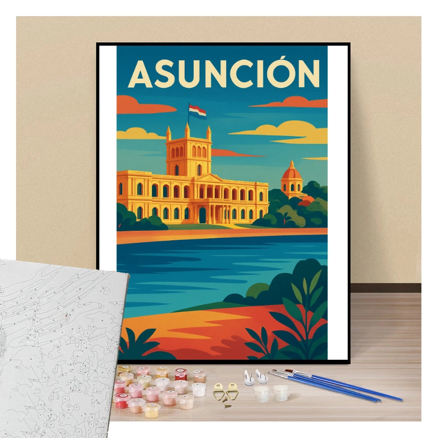Peinture par numéros affiche Asuncion présentation de contenu