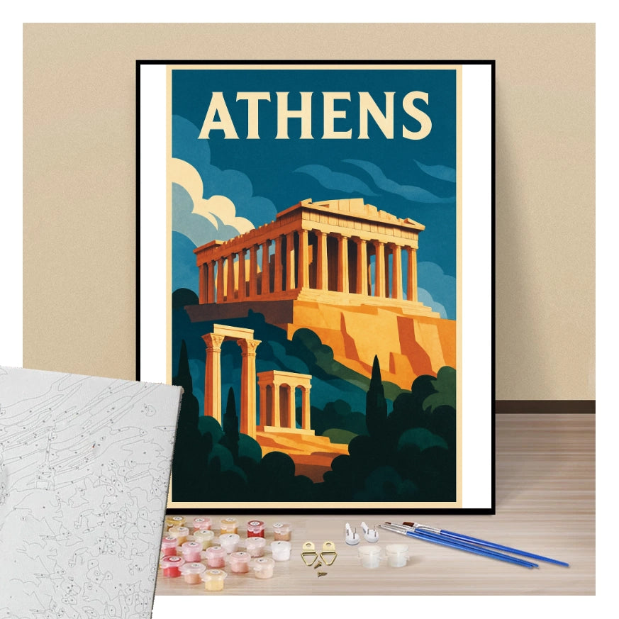 Peinture par numéros affiche Athenes présentation du contenu