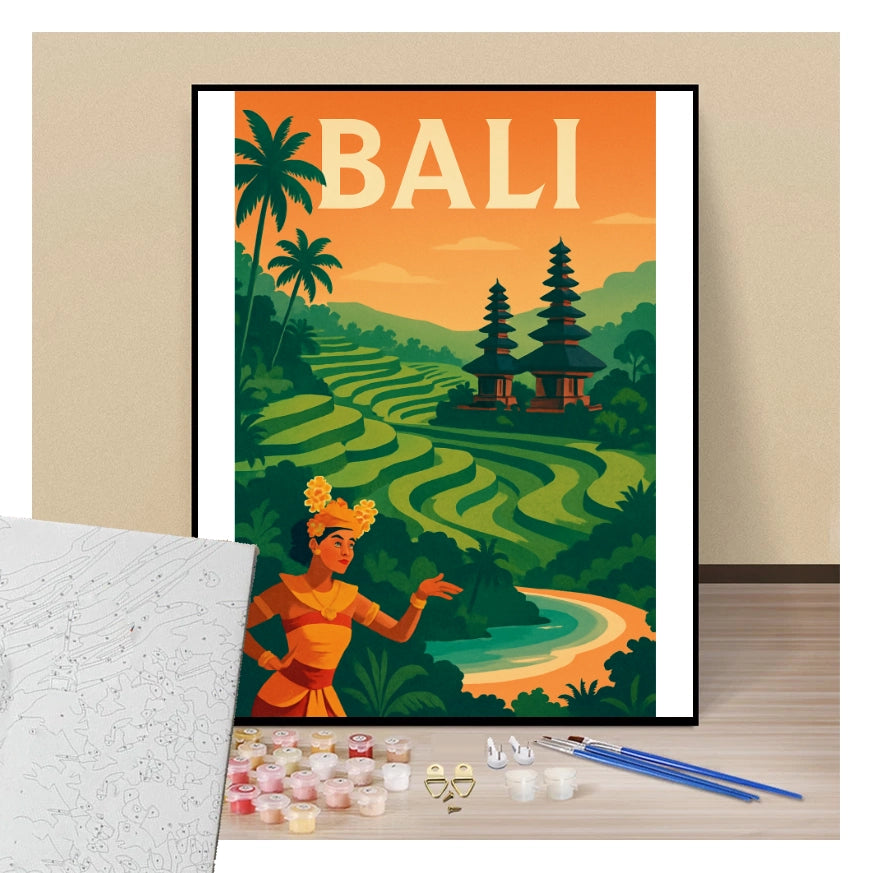 Peinture par numéros affiche Bali présentation de contenu