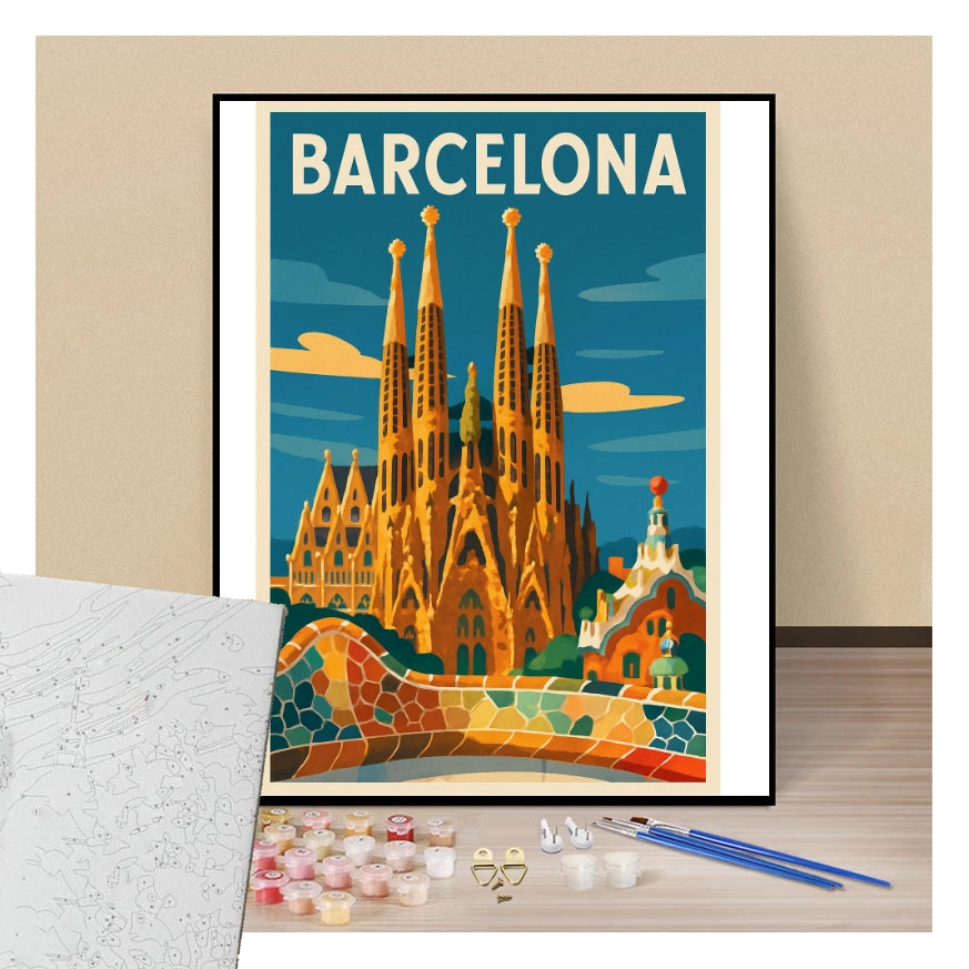 Peinture par numéros affiche Barcelone présentation du contenu