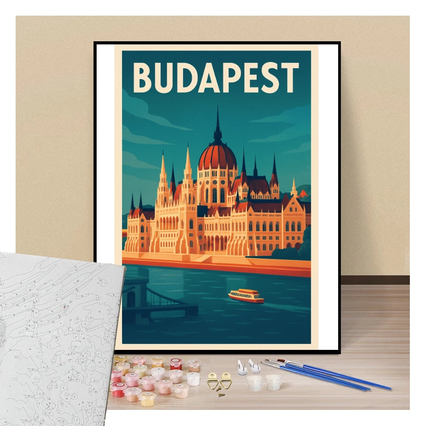 Peinture par numéros affiche Budapest présentation du contenu