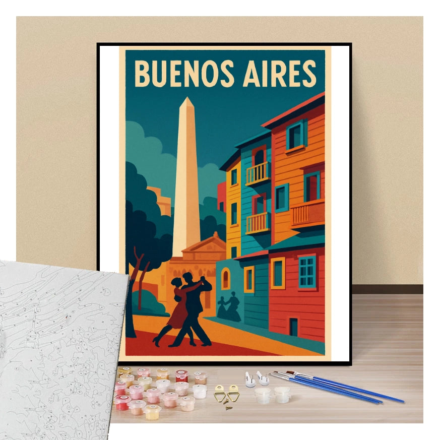 Peinture par numéros affiche Buenos Aires présentation du contenu