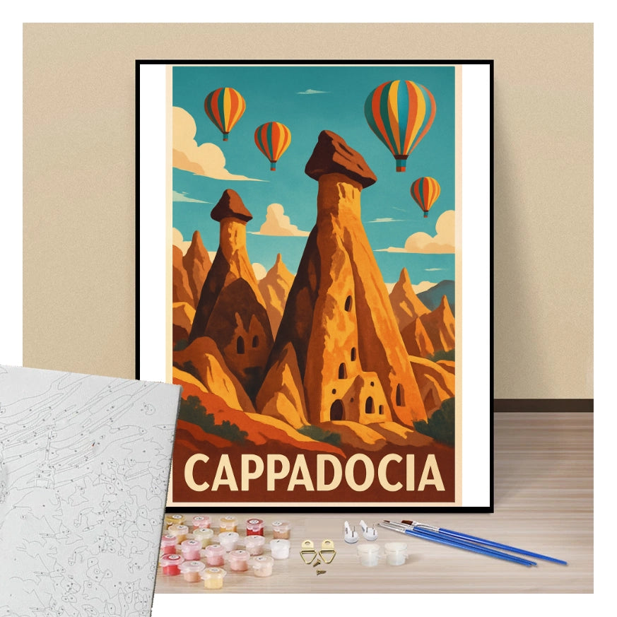 Peinture par numéros affiche cappadoce présentation de contenu
