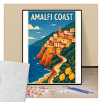 Peinture par numéros affiche cote amalfitaine présentation de contenu