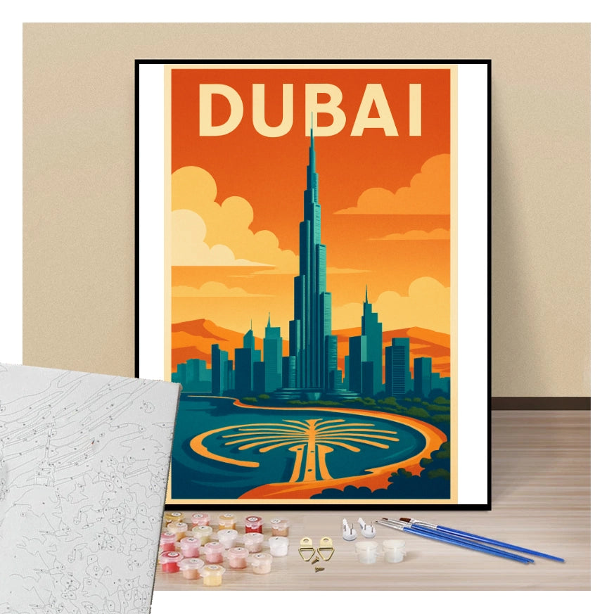 Peinture par numéros affiche Dubaï présentation du contenu