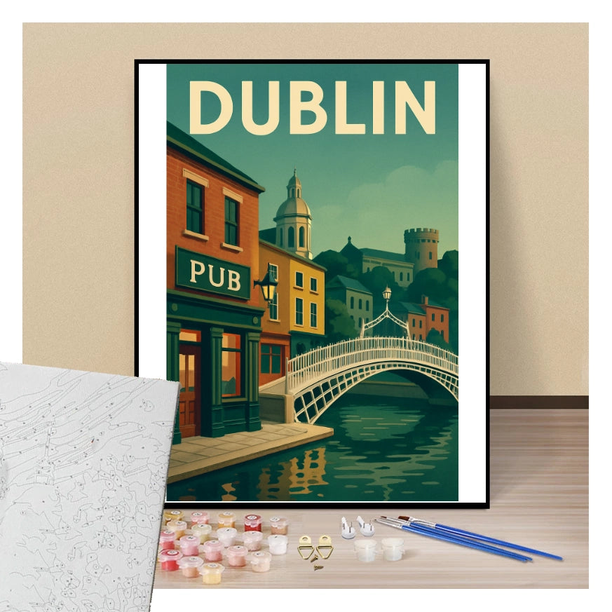 Peinture par numéros affiche Dublin présentation du contenu