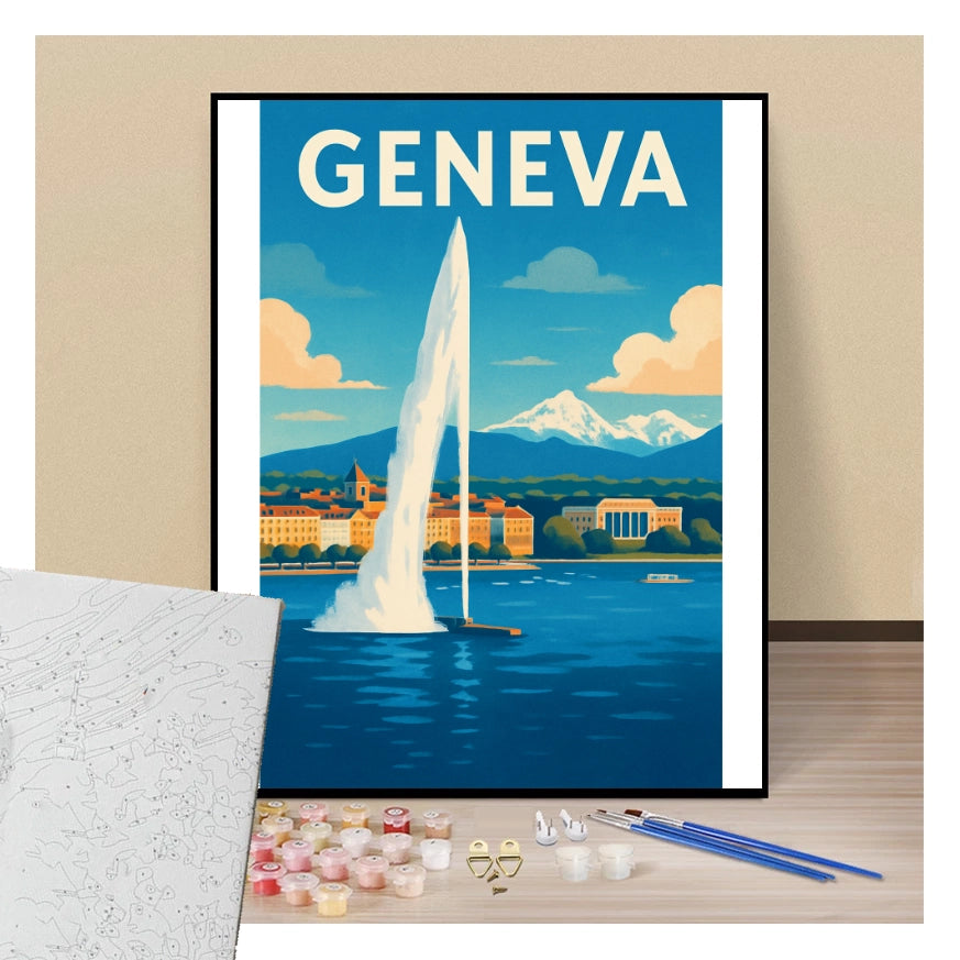 Peinture par numéros affiche Genève présentation de contenu