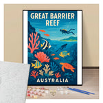 Peinture par numéros affiche grande barrière de corail présentation de contenu
