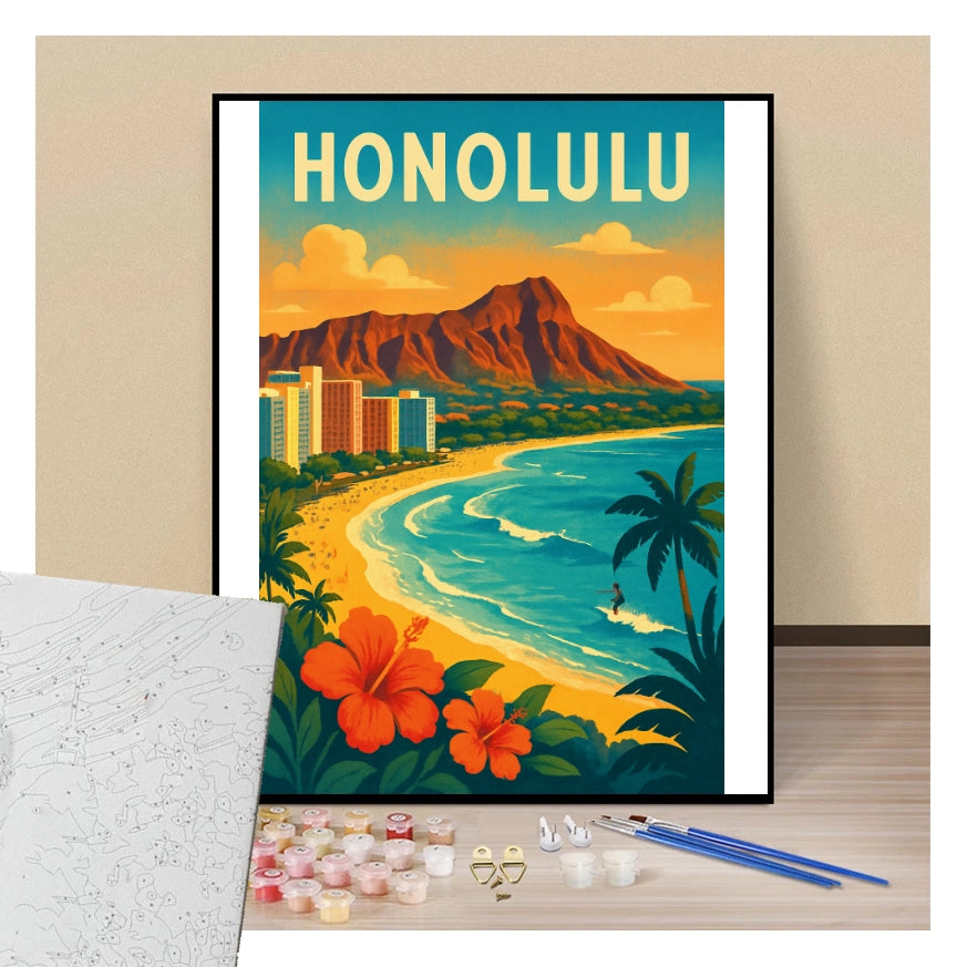 Peinture par numéros affiche Honolulu présentation de contenu