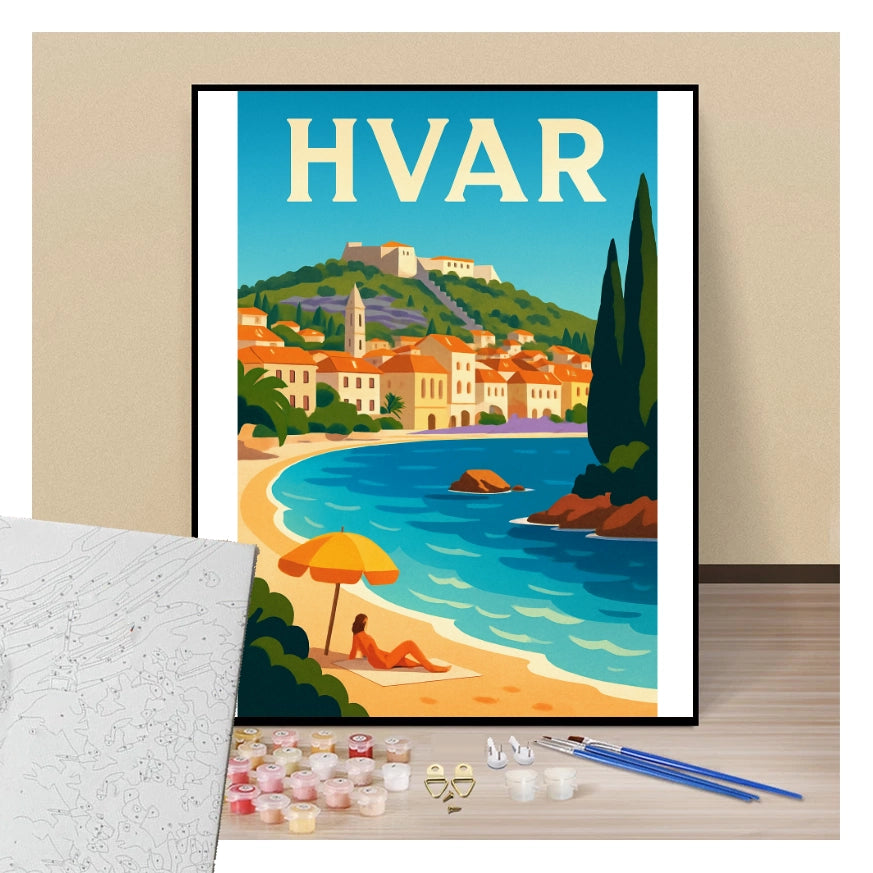 Peinture par numéros affiche Hvar présentation de contenu