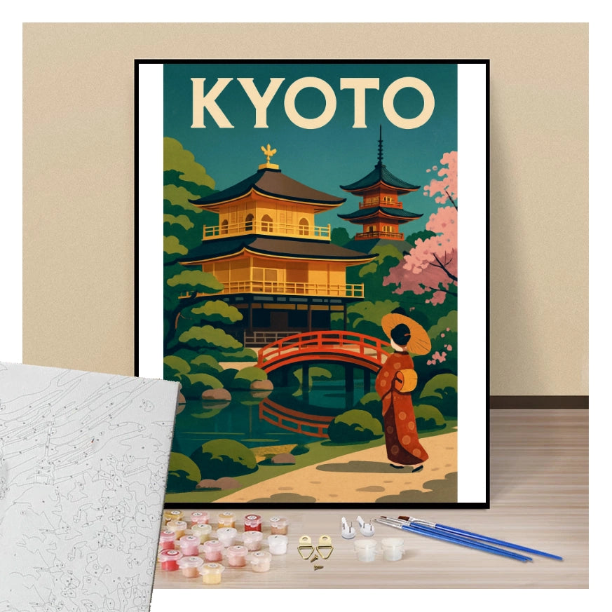 Peinture par numéros affiche kyoto présentation de contenu