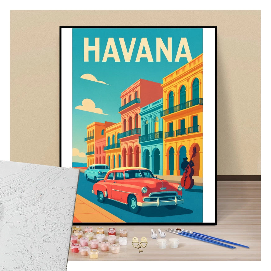 Peinture par numéros affiche La Havane présentation de contenu