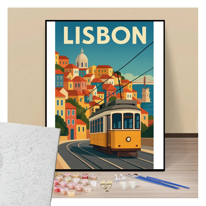 Peinture par numéros affiche Lisbonne présentation de contenu