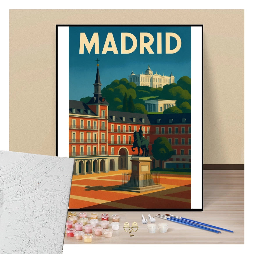 Peinture par numéros affiche Madrid présentation du contenu