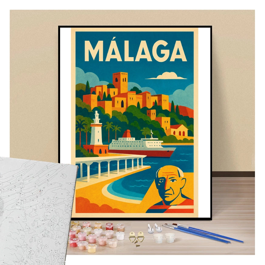 Peinture par numéros affiche Malaga présentation de contenu