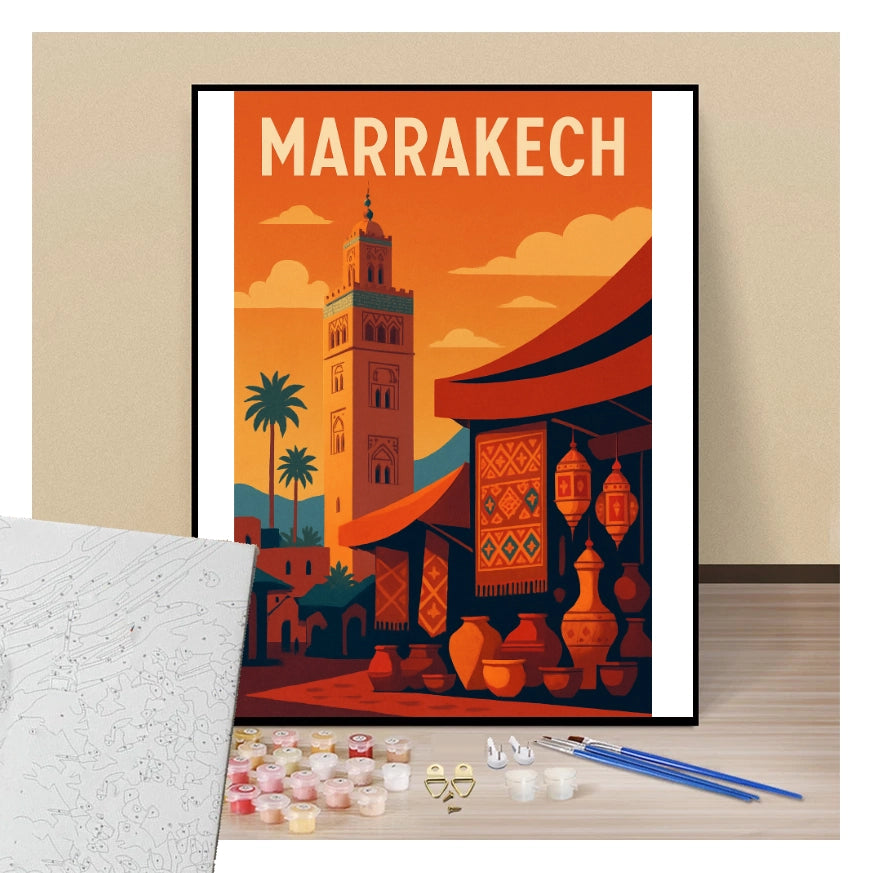 Peinture par numéros affiche Marrakech présentation du contenu