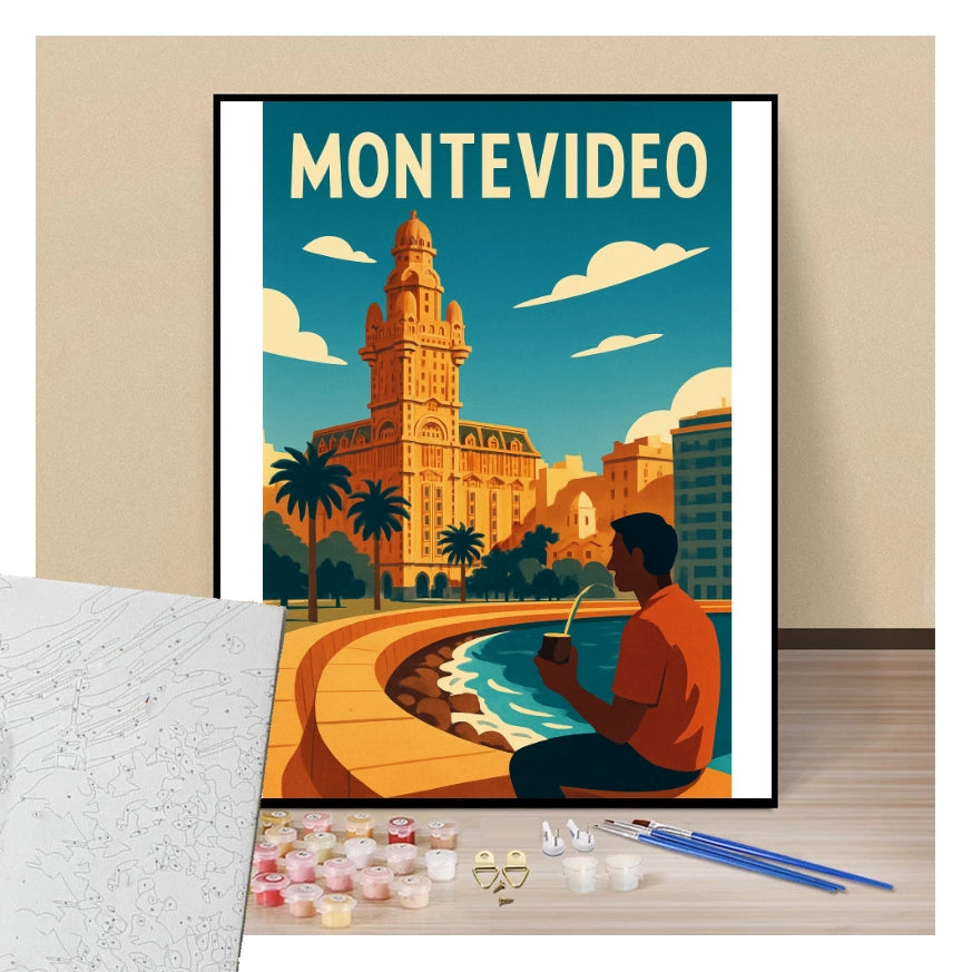 Peinture par numéros affiche Montevideo présentation de contenu